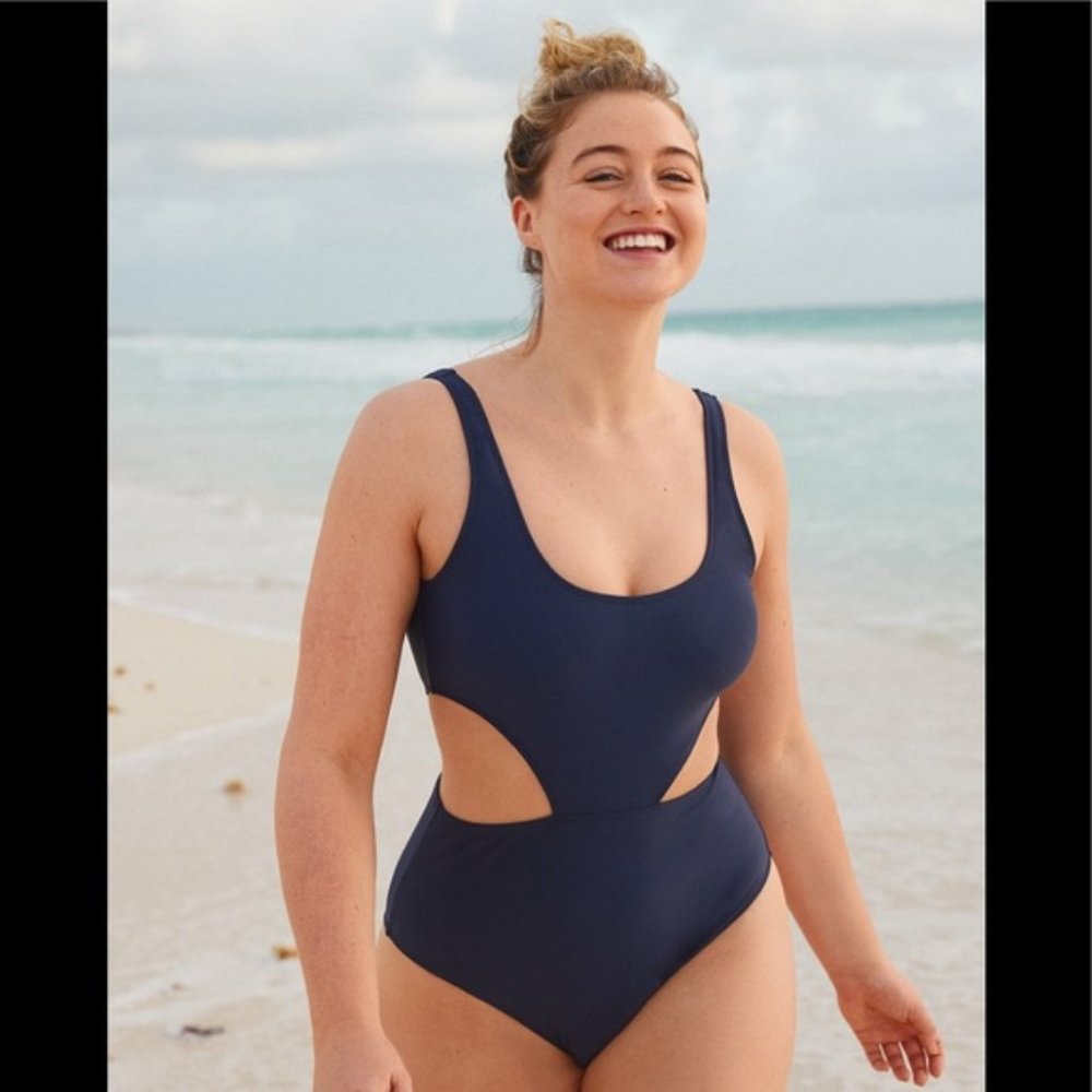 Aerie Navy Blue Cut Out One Piece Swimsuit